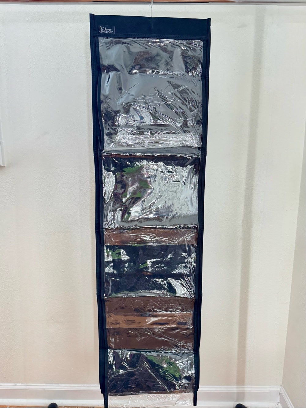 8 Clear Pockets Two Sided Bags Linens Hanging Closet Storage Organizer Cubby